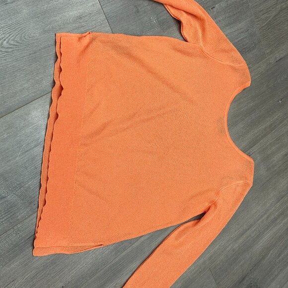 Massimo Dutti Orange Italian Yarn Viscose Blend Asymmetrical Light Tee Sz Small - Picture 9 of 9